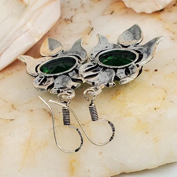 Diopside Stones Silver 925 Earrings - Picture 3 of 5